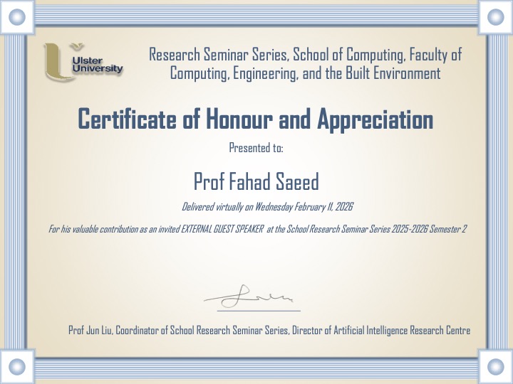 Certificate of Distinguished Talk